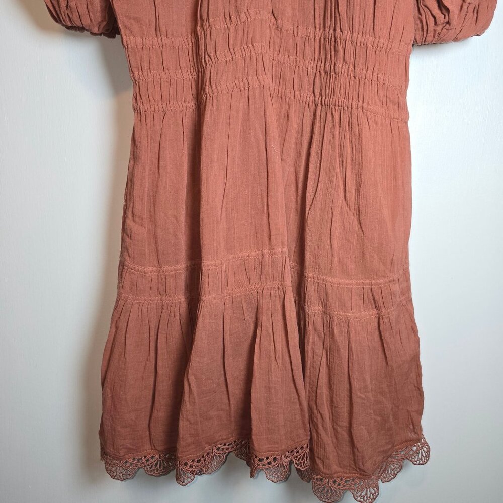 Magali Pascal Giselle Pink Nude Gauzy Seersucker Dress Sz M/8 - Picture 11 of 12